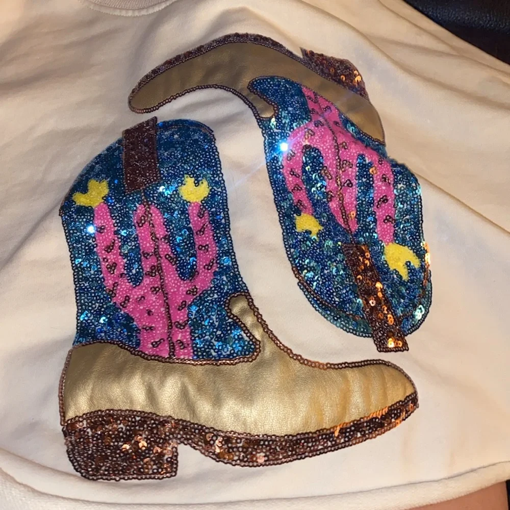 Boot Kickin' Sequin Fringe Crop Sweatshirt